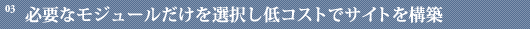 03 | 必要なモジュールだけを選択し低コストでサイトを構築